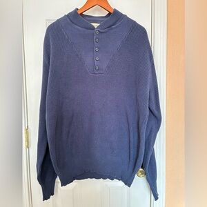 VINTAGE St. John’s Bay Mens Navy Heavy Cotton Knit Sweater USA MADE Nordic Sz XL